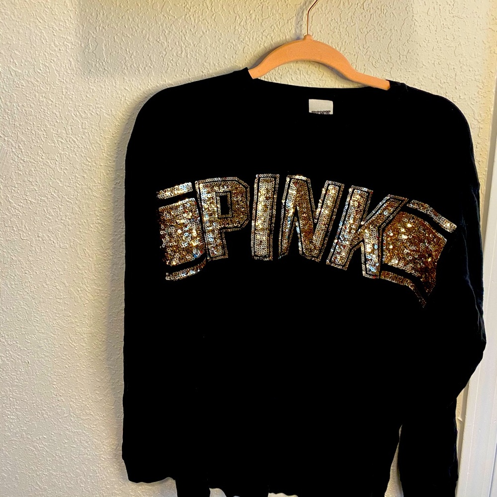 Pink long sleeve with gold sequins